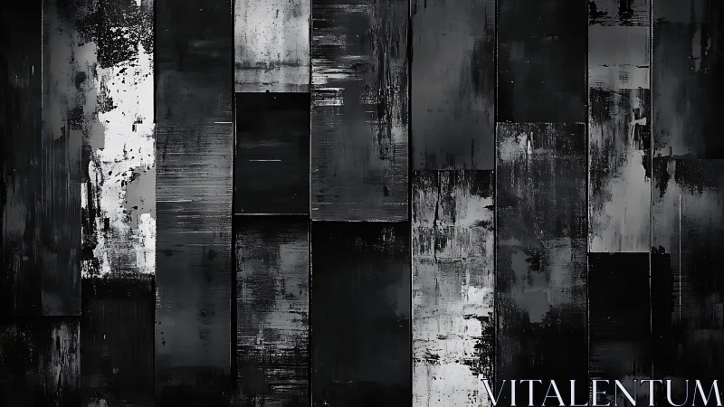 Vertical monochrome panels form an irregular abstract grid