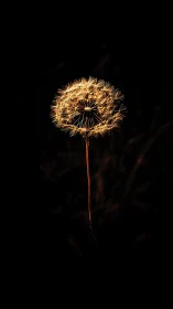 Dandelion starburst quietly burns like a tiny midnight sun