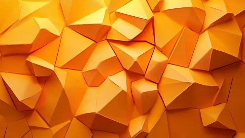 Tessellated low-poly orange facets create structured surface depth