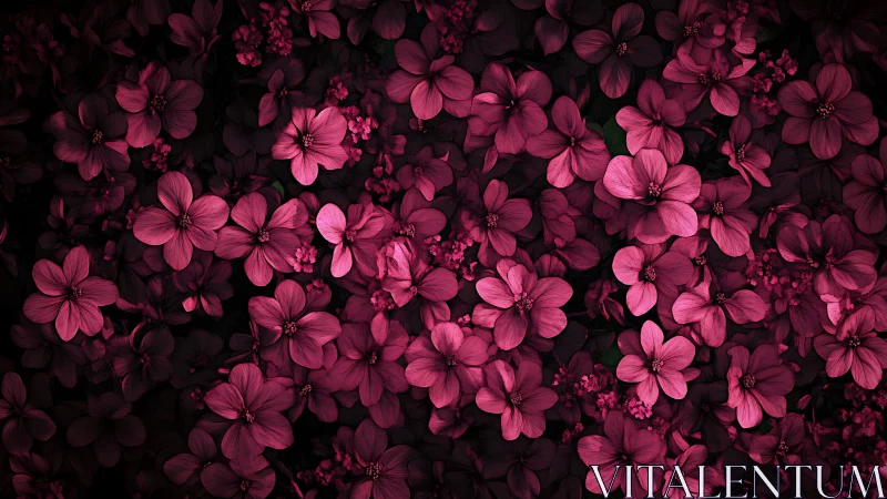 Vibrant Magenta Flowers Against Dark Background.