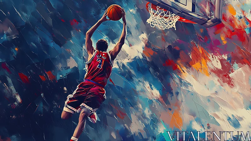 Soaring toward the rim in a storm of bold color and motion.