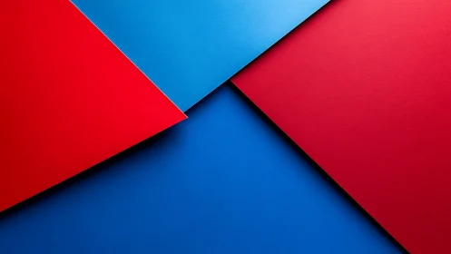Geometric red and blue paper planes in diagonal minimalism.
