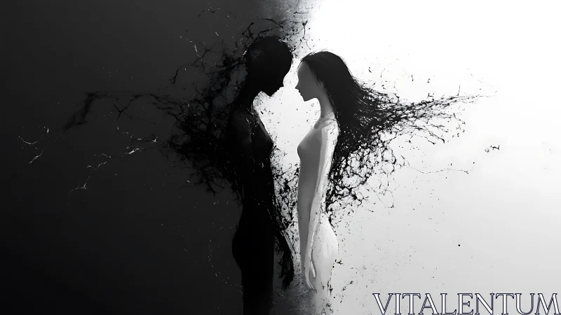 Dispersing Silhouettes Face to Face in Monochrome.