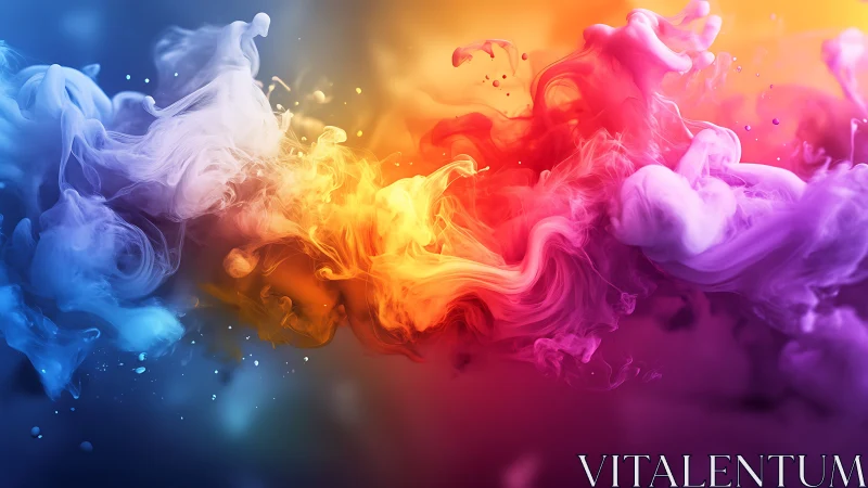 Color storms collide and braid light through drifting smoke