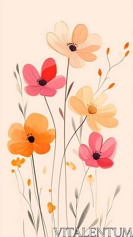 Garden Reverie: Cosmos Dancing in Peachy Dreamlight.