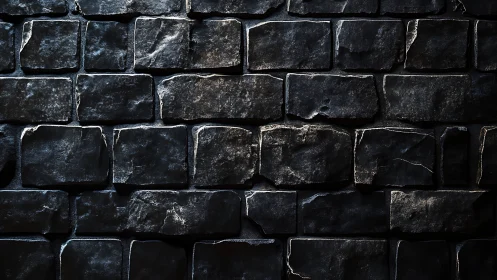 Dark stone brick wall texture with rough worn surfaces.