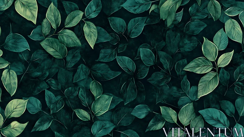 Emerald foliage pattern evokes a calm, modern botanical mood
