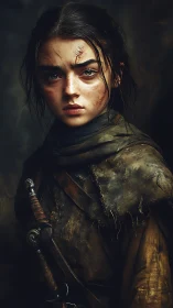 Scarred young wanderer wrapped in storm-dark leather resolve.