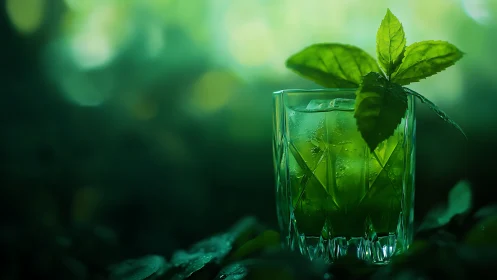 Minty Refreshment Crowned with Verdant Herb Sprigs.