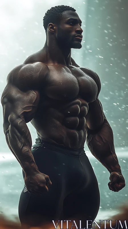 Muscular athlete embodies peak strength in cinematic light.