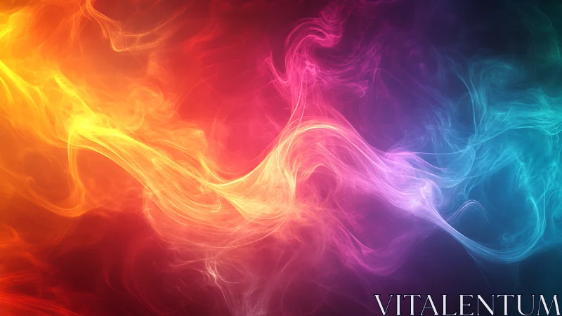 Chromatic light wisps forming fluid multicolor energy waves.