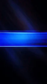 Horizontal neon blue light band slices through dark void