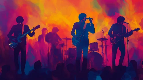 Color-soaked rock band performance glows in warm stage lights