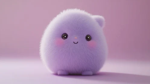 Pastel lilac plush creature glows under soft studio light.