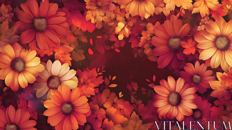 Layered floral composition with gradient color transitions