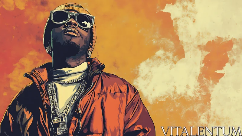 Urban rapper portrait exudes bold confidence and style.