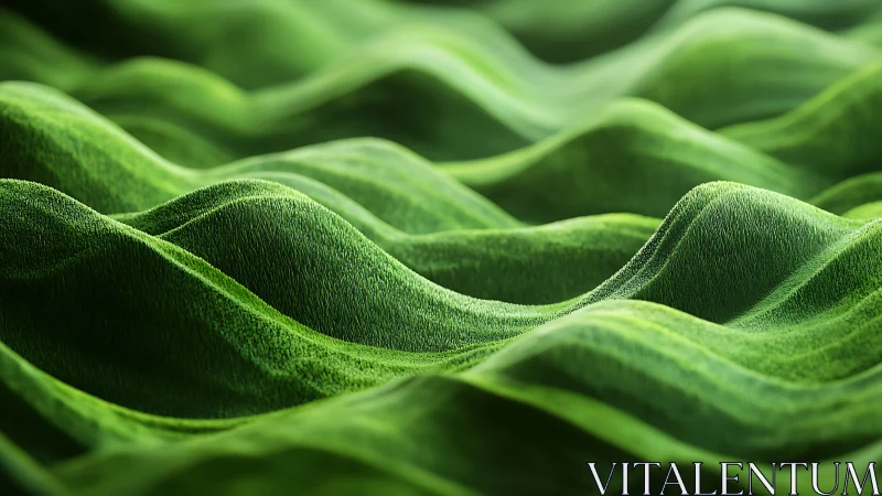 Microfiber green velvet terrain waves with shallow depth focus