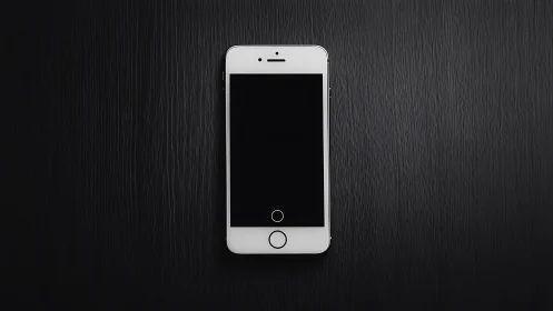 Elegant White iPhone on Textured Dark Surface.