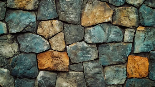 Rustic stone wall close-up with natural textures and earthy tones.