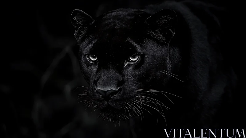 Black Panther's Piercing Gaze in Darkness.