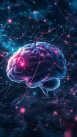 Digital 3D rendering shows human brain linked by neural nodes