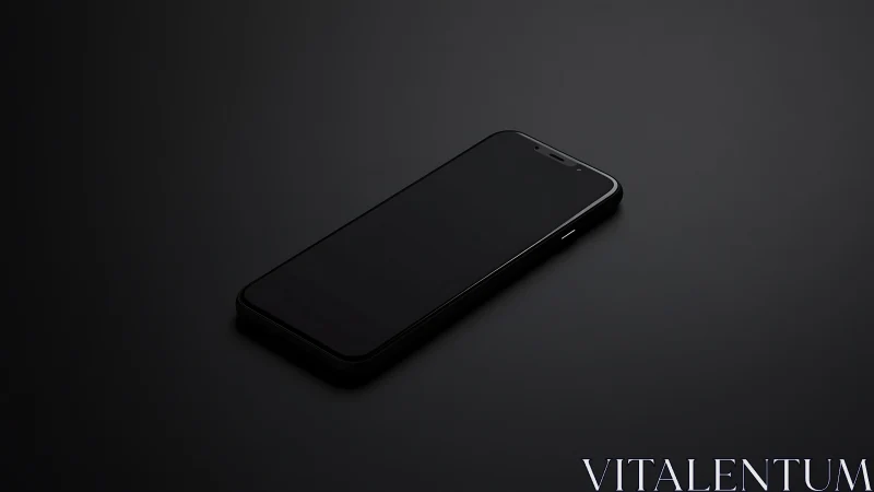 Black Smartphone on Dark Surface. Minimalist Device Display.