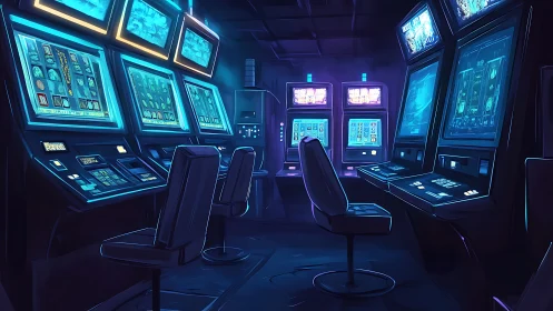 Moody neon control room glows with quiet digital energy