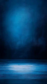 Moody blue wooden floor with vignetted gradient backdrop