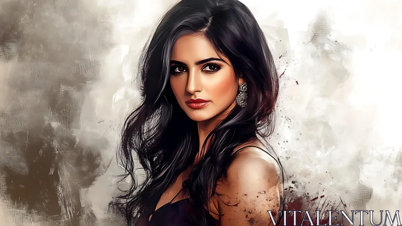 Smoldering gaze carves light from smoky digital silence