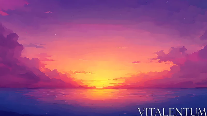 Sunset quietly rewrites the ocean into molten lavender light