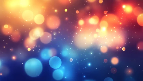 Abstract bokeh light background with glowing circles and vibrant colors.