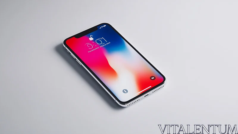 Modern Smartphone with Gradient Display Lock Screen