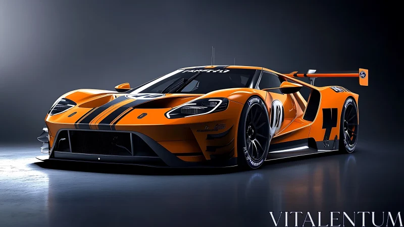 Orange thunderbolt crouches low, ready to shred the track