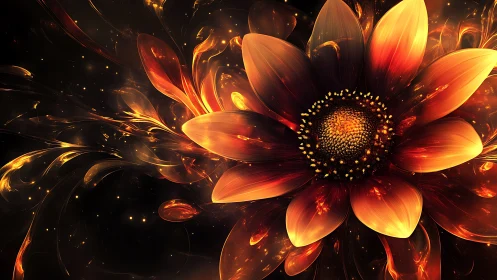 Fiery fractal flower bursts from dark cosmic void.