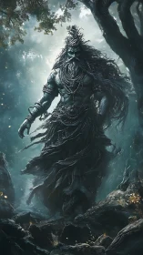 Mythic forest titan with braided beard and flowing robes