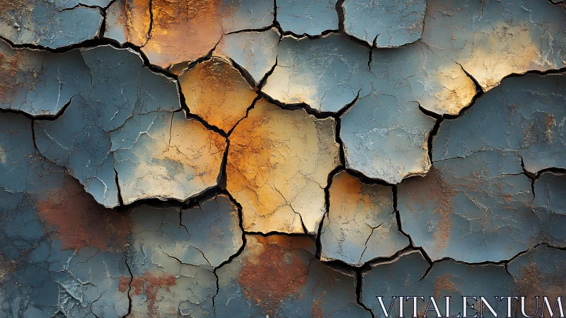 Cracked Painted Surface in Earth Tones, Abstract Texture Art.