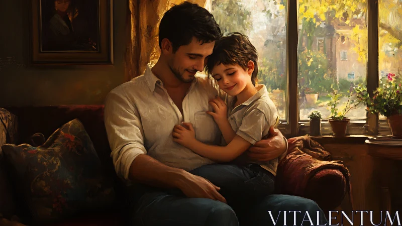 Quiet afternoon cuddle captures a father&rsquo;s gentle love