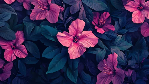 Neon Floral Symphony: Hyperbloom Digital Rendering.