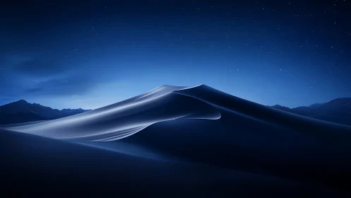 Moonlit dune river curling beneath a sapphire desert sky.