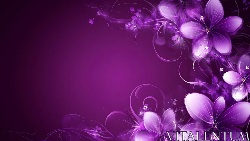 Luminescent Purple Floral Morphology: Gradient Digital Rendering with Translucent Petals