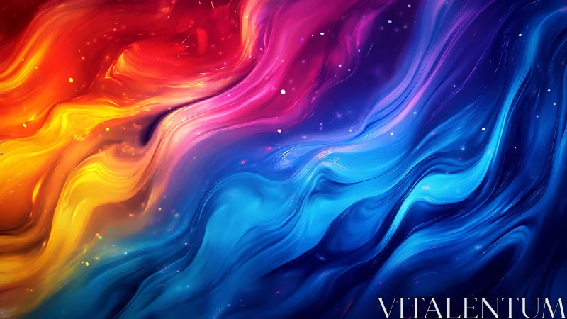Vibrant flowing spectrum blends molten reds, pinks and blues