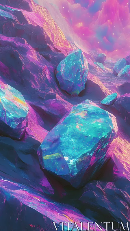 Neon glacier of dreaming crystals under a candy sky.