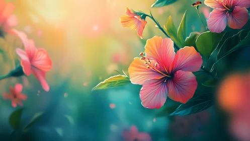 Saturated Hibiscus Compositions: Chromatic Gradient Depth Field Study.