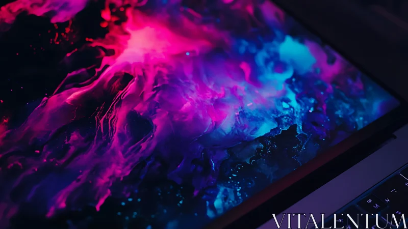 Neon abstract light pattern displayed on digital screen.