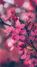 Pink Flowering Shrub Macro Study with Shallow Depth of Field