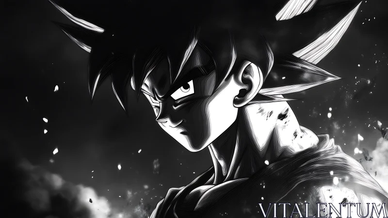 Brooding anime warrior ready to rise from the shadows.