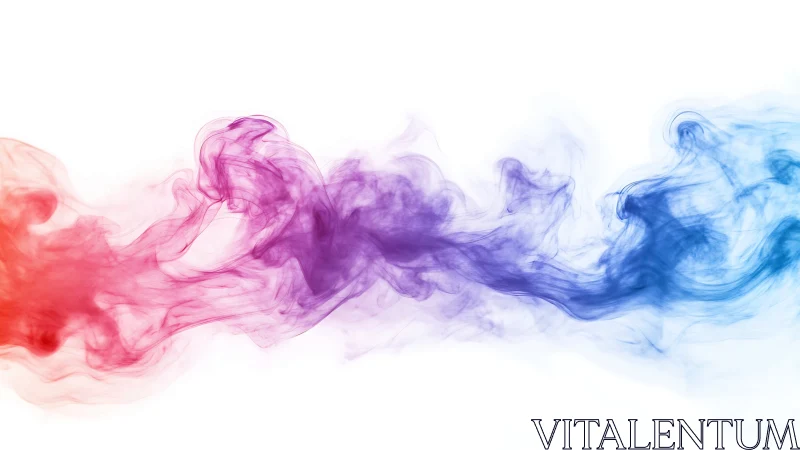 Tri-color pigment smoke wave on white minimalist background.