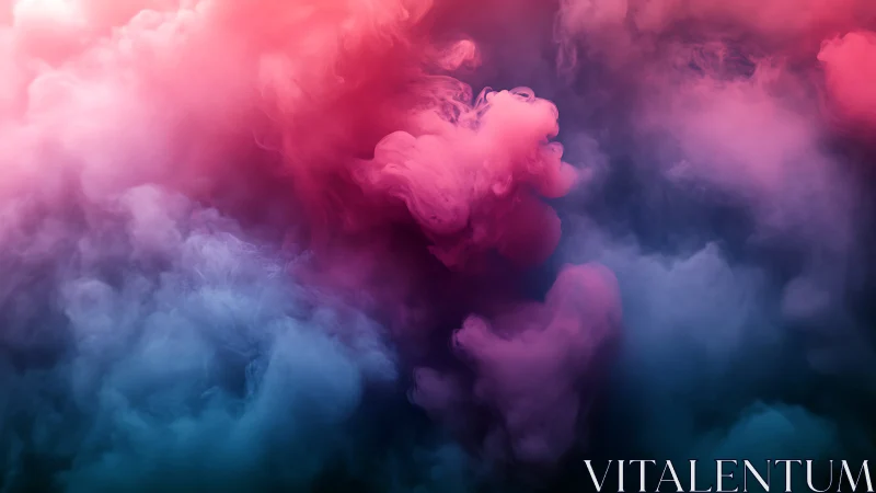 Colorful clouds of pink and blue vapor swirl in motion.