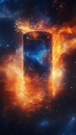 Cosmic Portal: A Phone Bridging Two Worlds.
