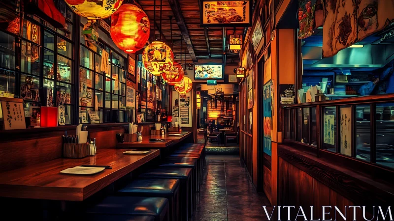 Lantern-lit ramen alley glowing with midnight neon warmth.